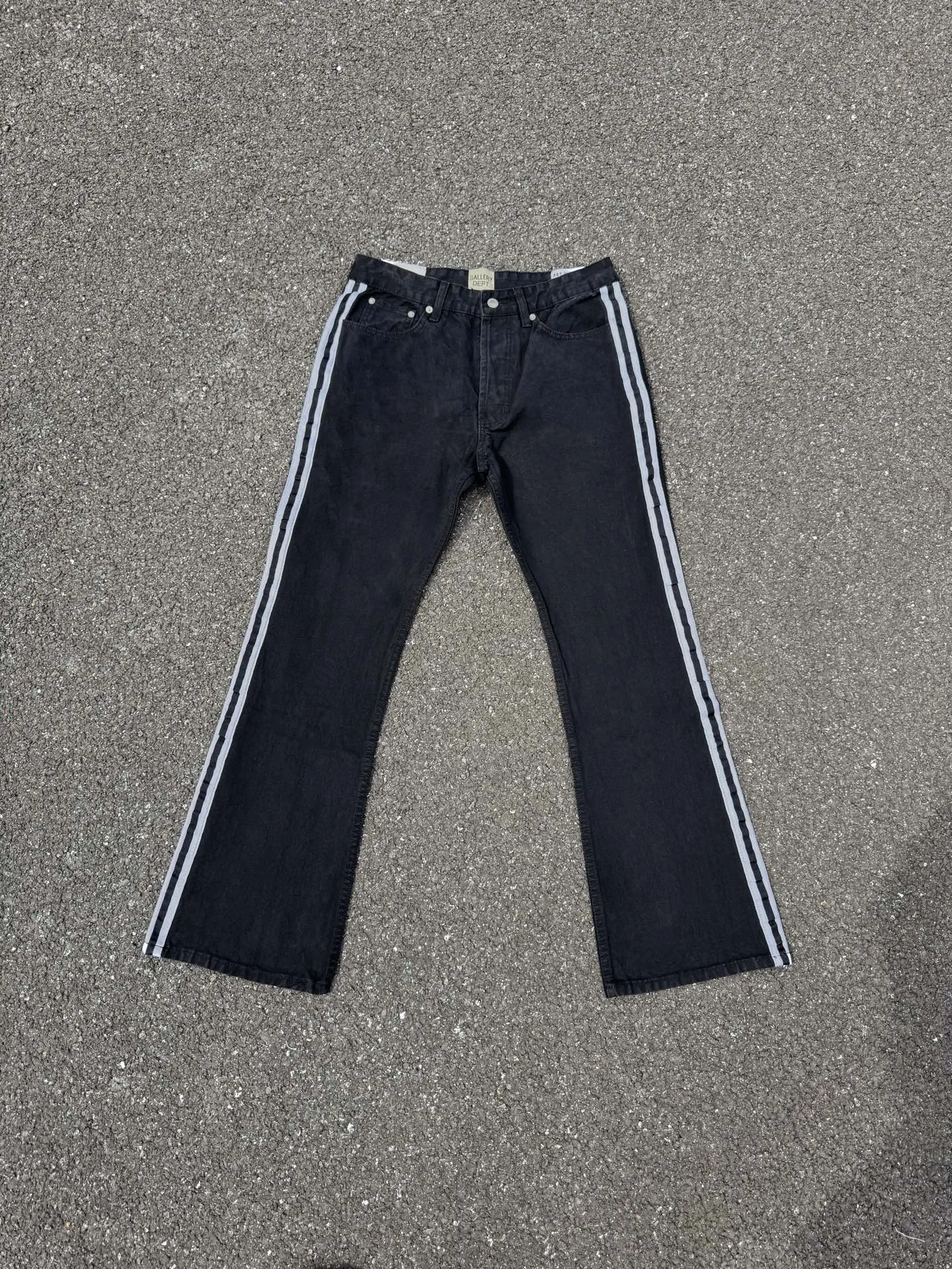 P220💰G78 GALLERY DEPT. Three-bar white-striped jeans, the trendy American loose trousers for men and women in the casual group. Color: black. Size: S-XXL (corresponds to 28-36)